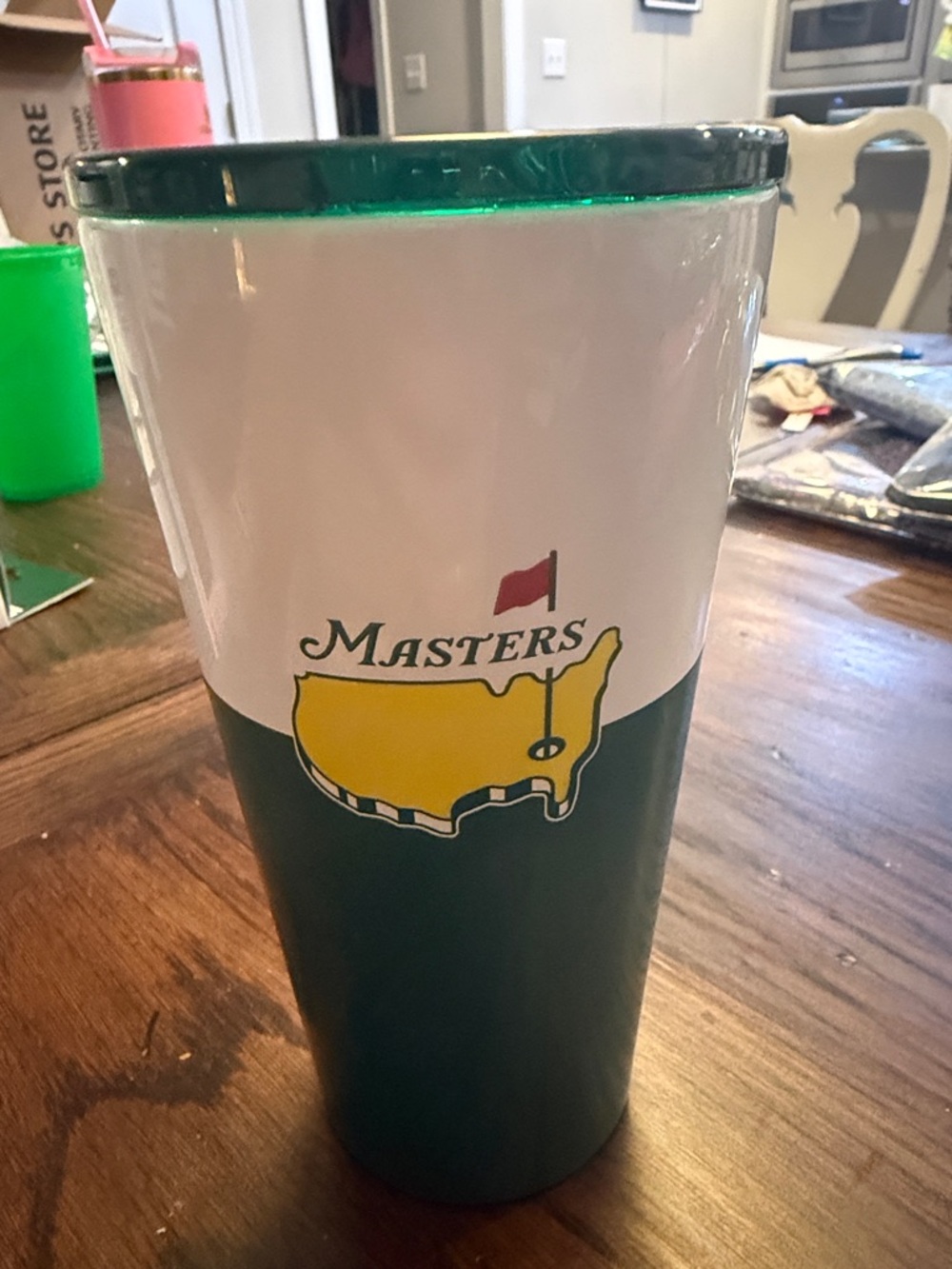Masters Green and White Insulated Tumbler with Yellow Accent